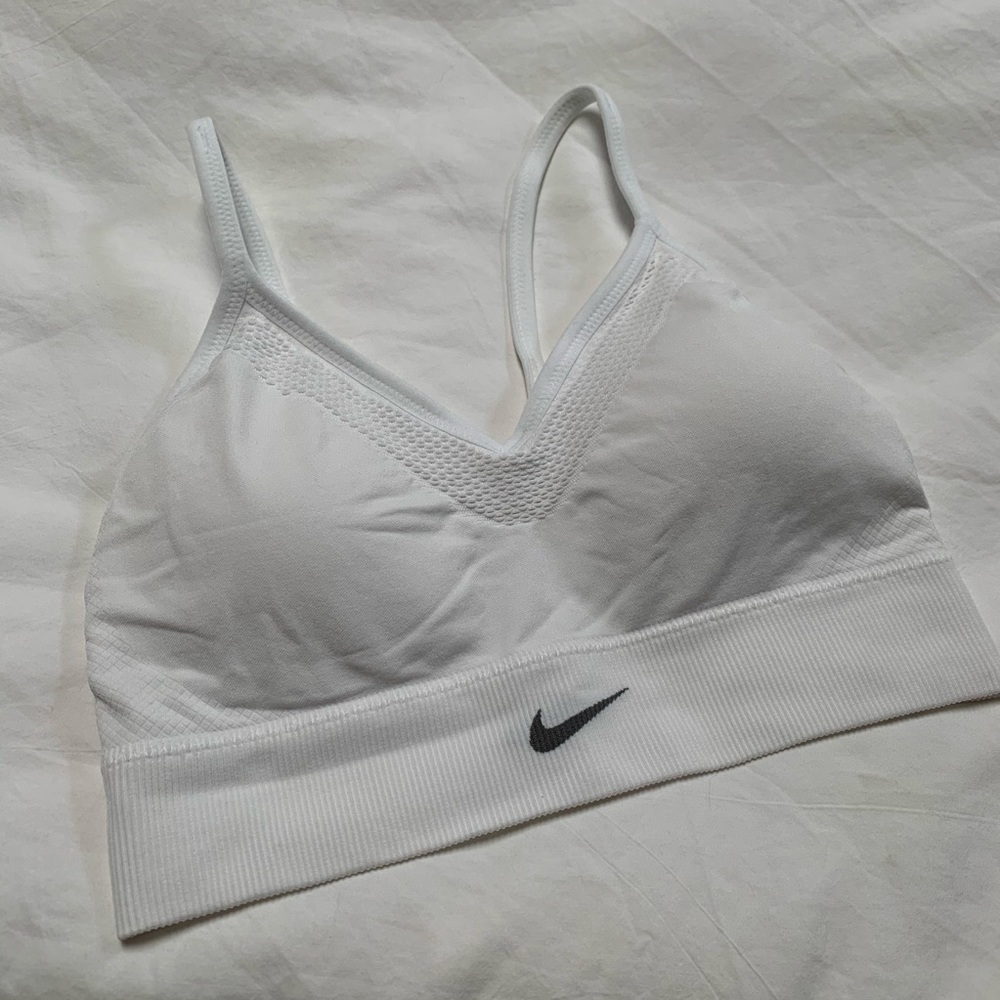 White Slim Strap Nike Sports Bra